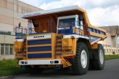 Mining dump truck BELAZ-75570 with payload capacity of 90 tonnes